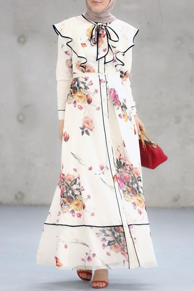 Farfalla Modest Dress in white, view 10