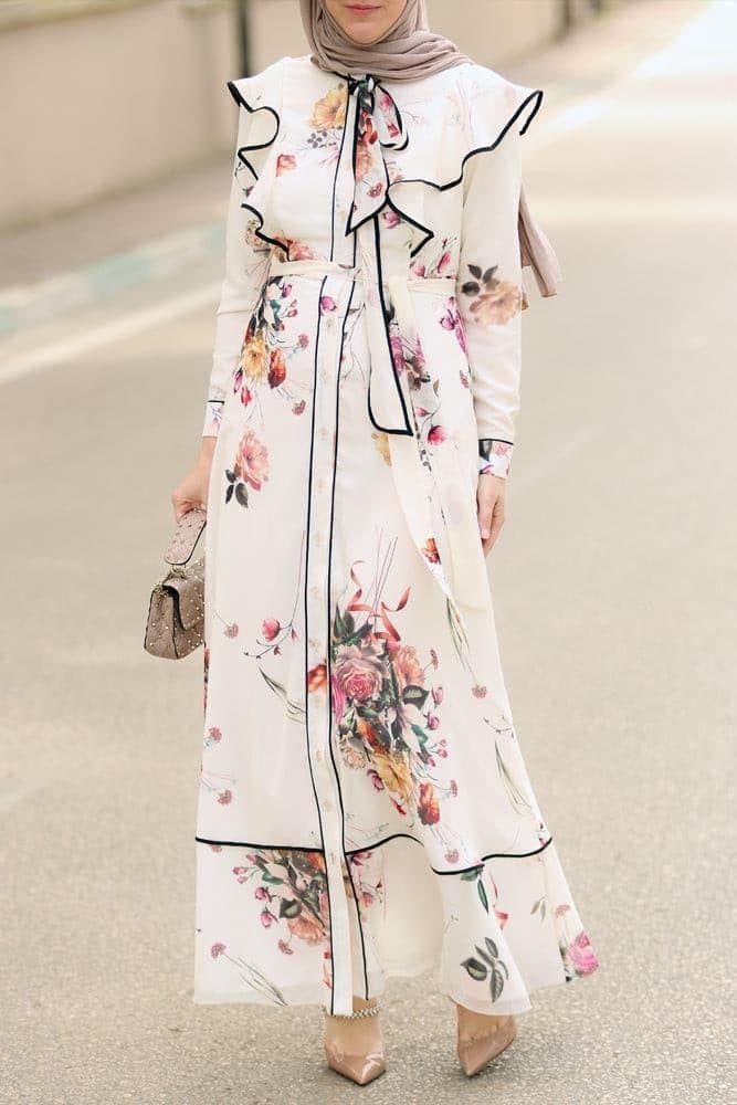 Farfalla Modest Dress in white, view 3
