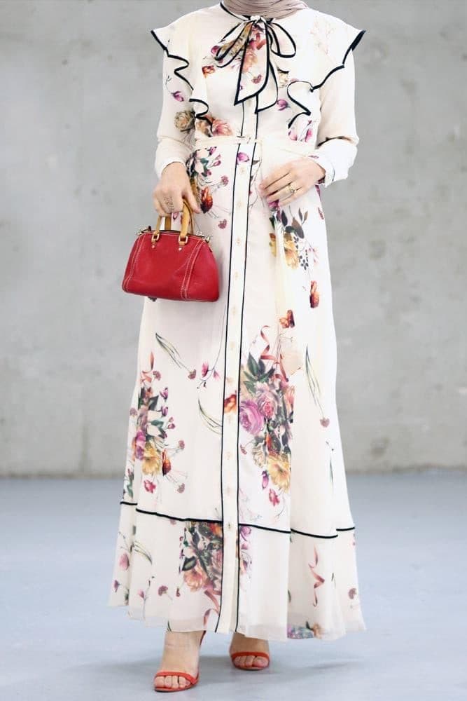 Farfalla Modest Dress in white, view 8