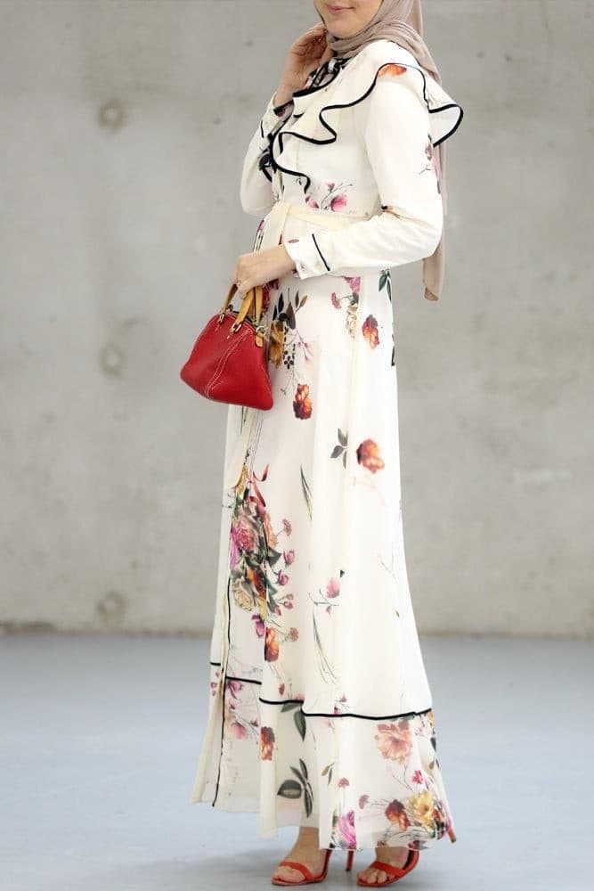 Farfalla Modest Dress in white, view 9