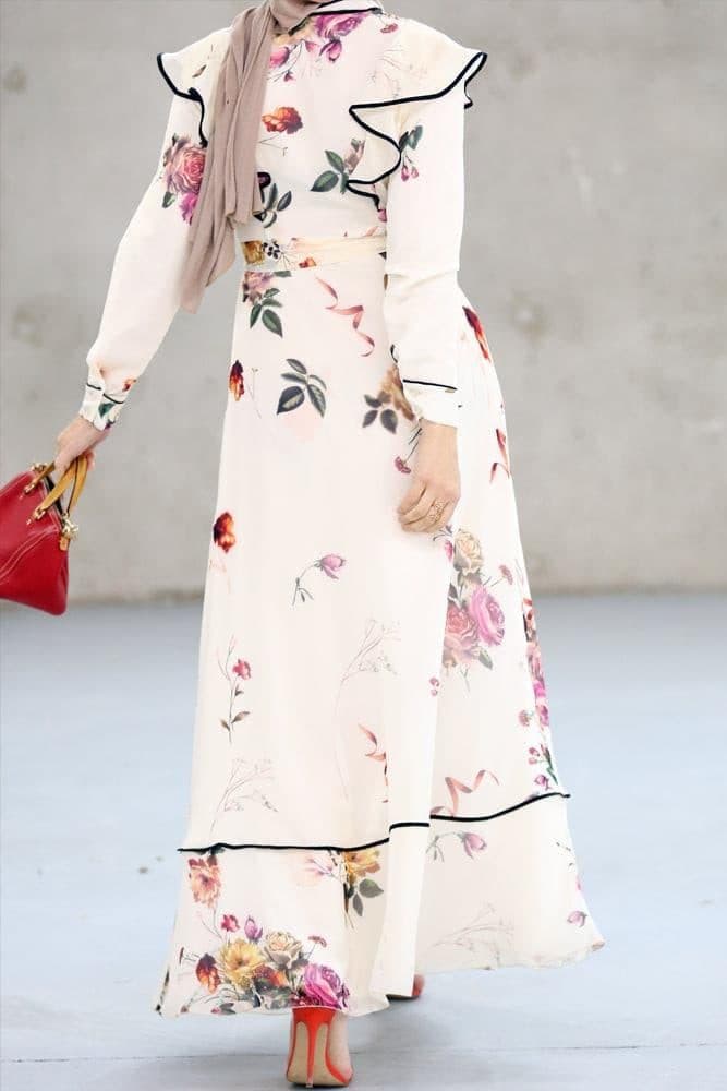 Farfalla Modest Dress in white, view 12
