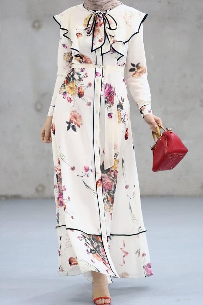 Farfalla Modest Dress in white, view 11