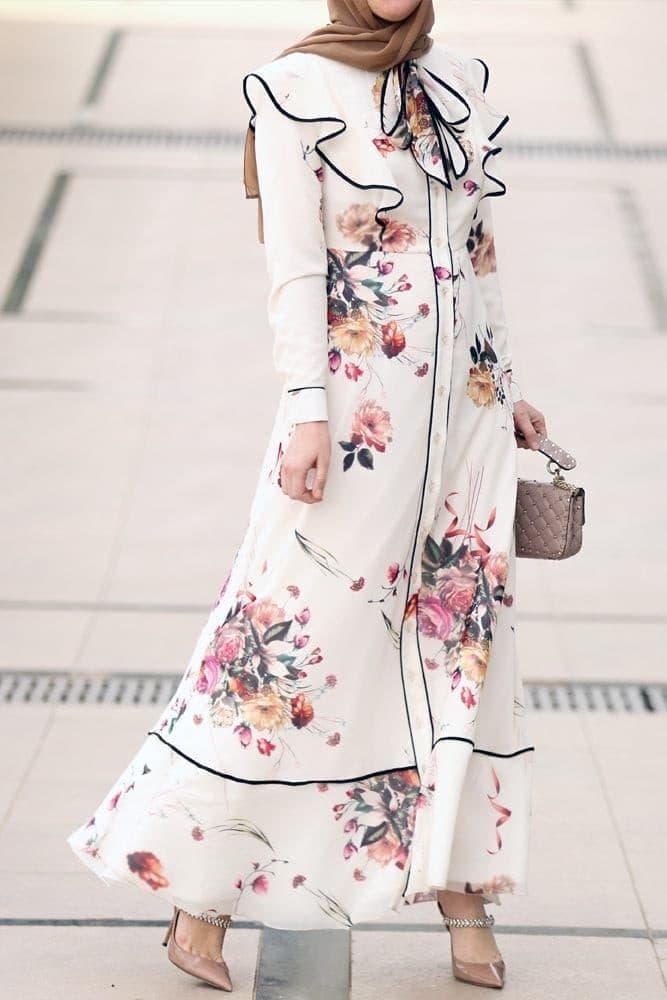 Farfalla Modest Dress in white, view 5