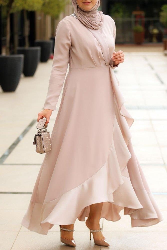 Dress in motion showing the flow of the ruffles