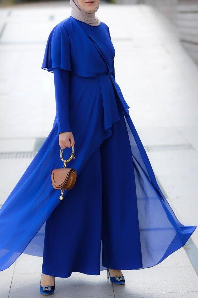 Topaz Modest Jumpsuit in blue, view 4