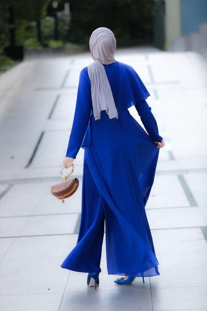 Topaz Modest Jumpsuit in blue, view 3