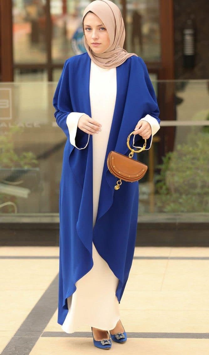 Contrast Trendy Abaya in blue, view 5
