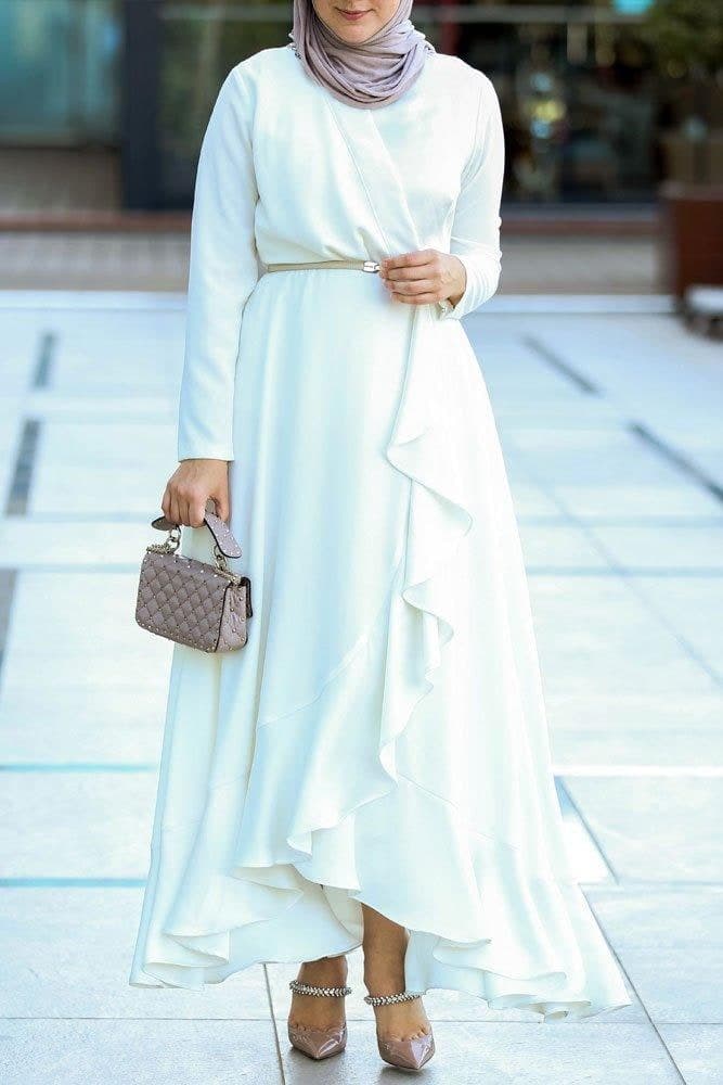 Full-length view of the elegant evening gown