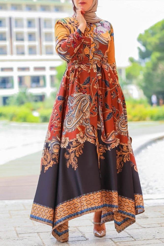 Carya Modest Dress in brown, view 3