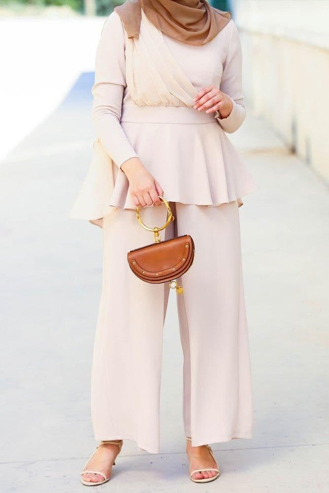 Beige Peplum Set, view 3