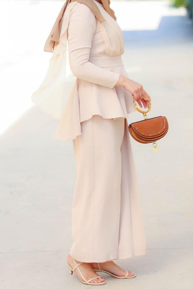 Beige Peplum Set, view 4
