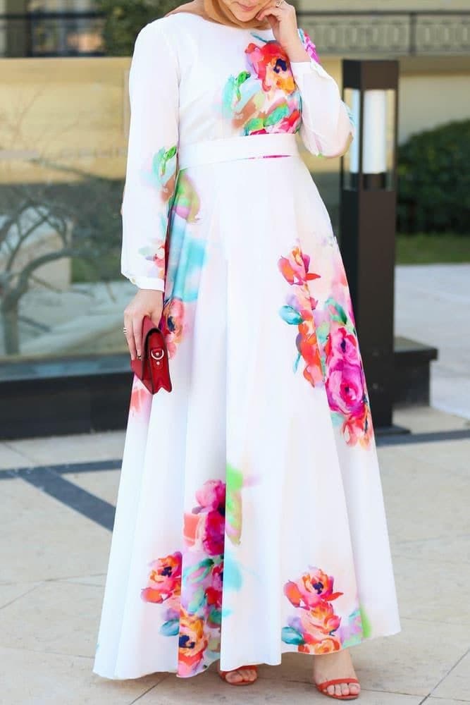 Pascal Modest Dress in white, view 13
