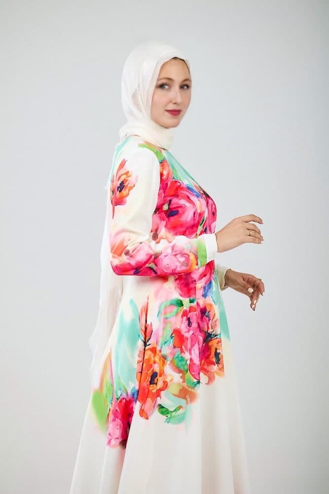 Pascal Modest Dress in white, view 4