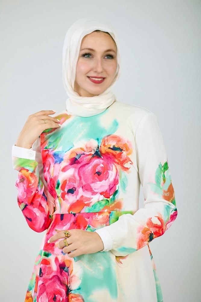 Pascal Modest Dress in white, view 3