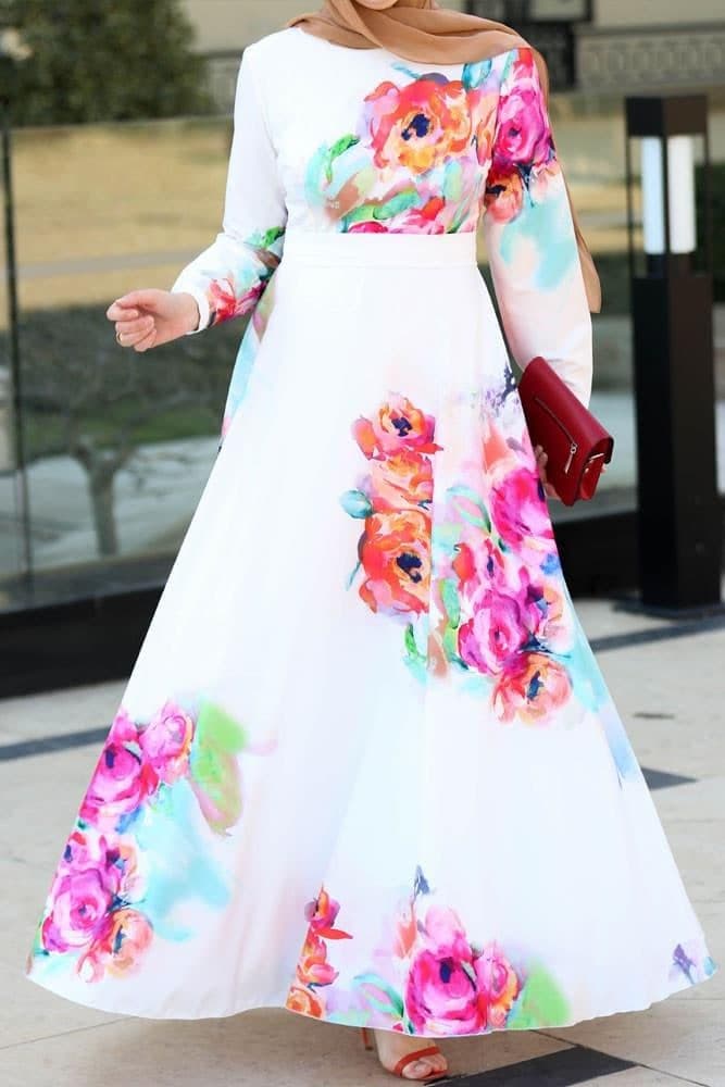 Pascal Modest Dress in white, view 17