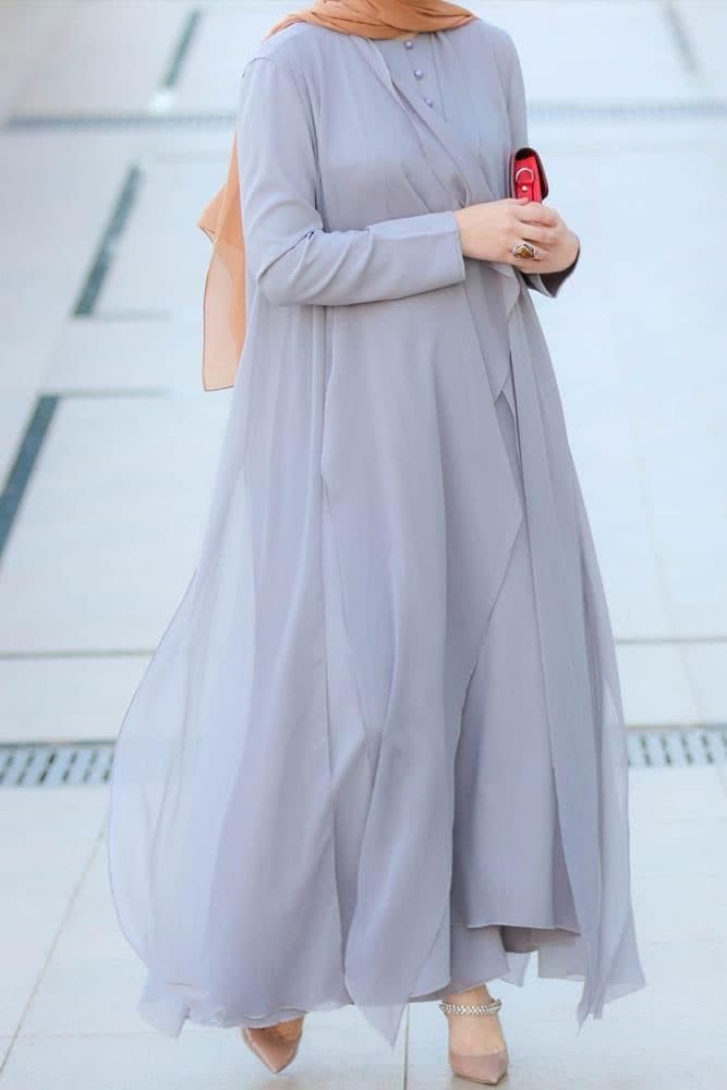Luba Modest Dress in grey, view 3
