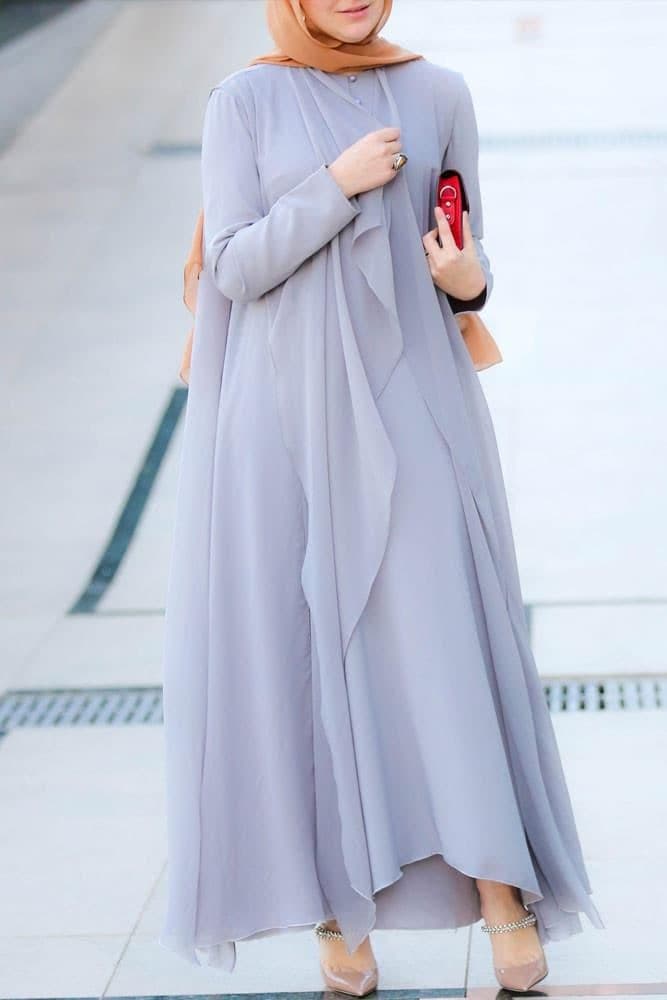 Luba Modest Dress in grey, view 4