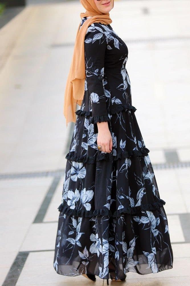 Fialka Modest Dress in black, view 5