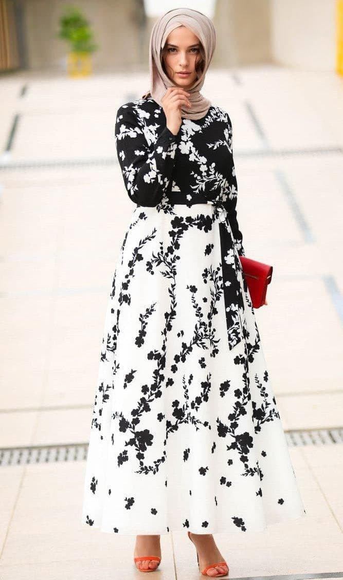 Bougainville Modest Dress in black, view 5