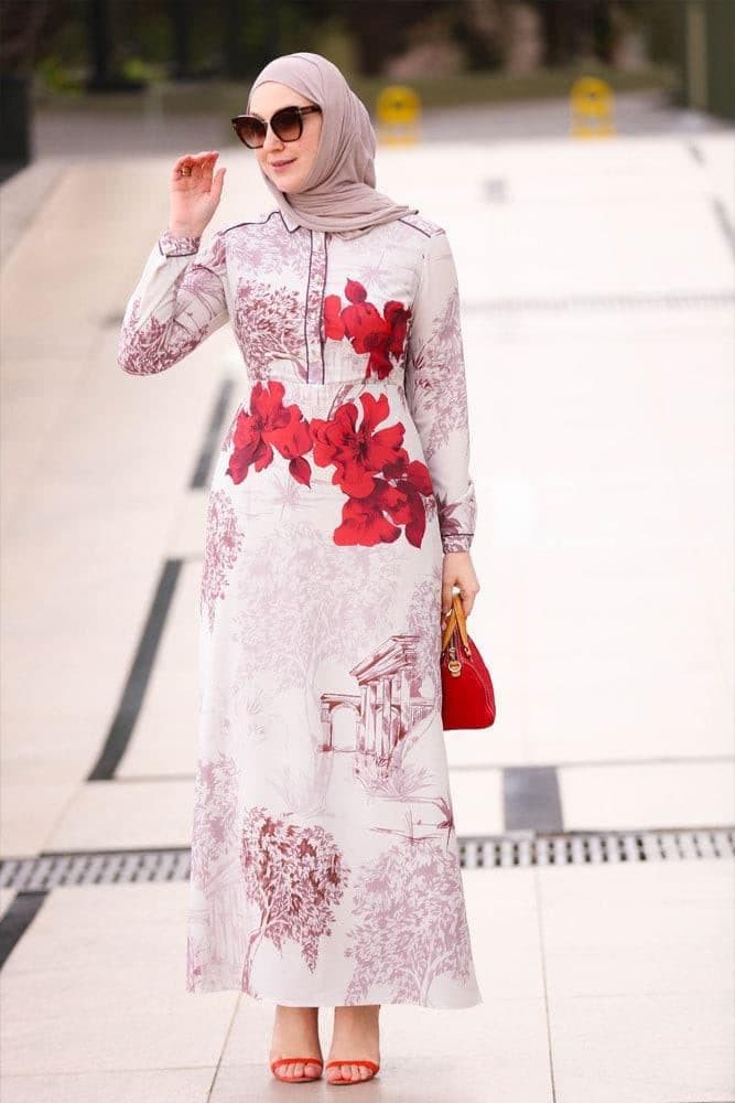 Alena Modest Dress in beige, view 4