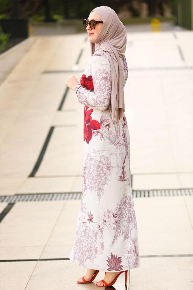Alena Modest Dress in beige, view 5
