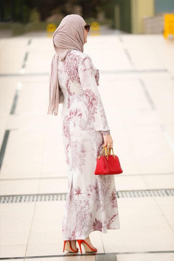 Alena Modest Dress in beige, view 3