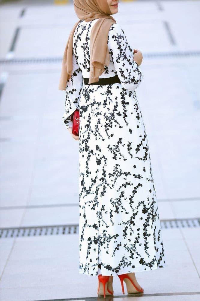 Laza Modest Dress in white, view 6