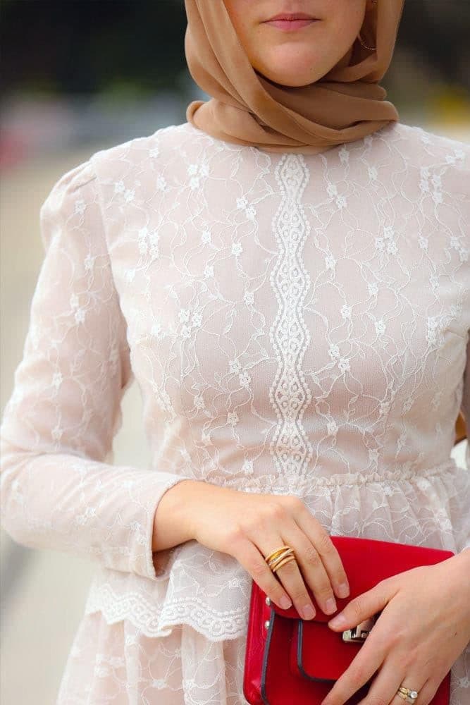 Adorable Modest Dress in beige, view 7