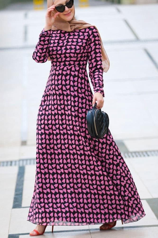 Pink Heart Dress in black, view 4