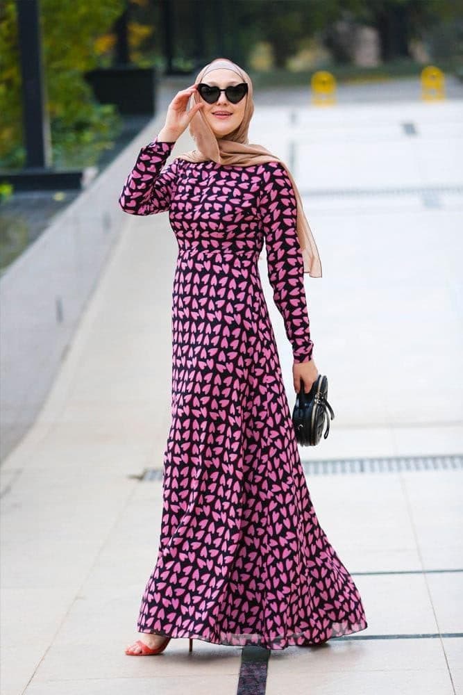 Pink Heart Dress in black, view 6