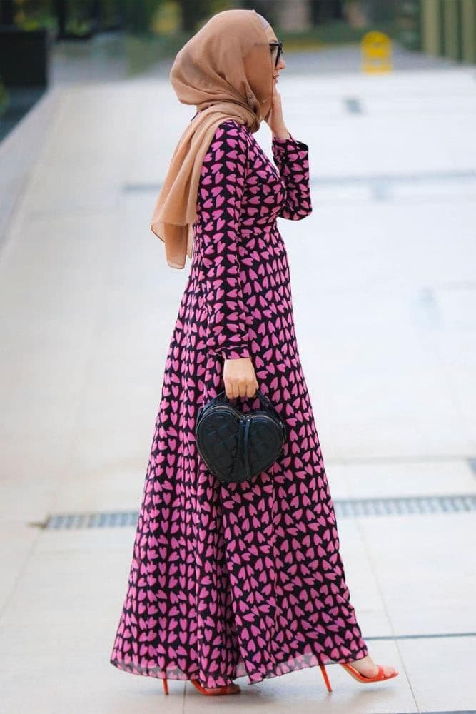 Pink Heart Dress in black, view 8