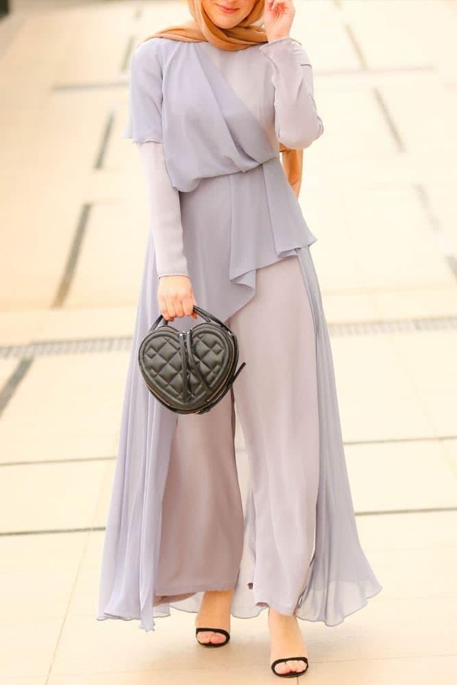 Close-up of the chiffon fabric on the palazzo jumpsuit