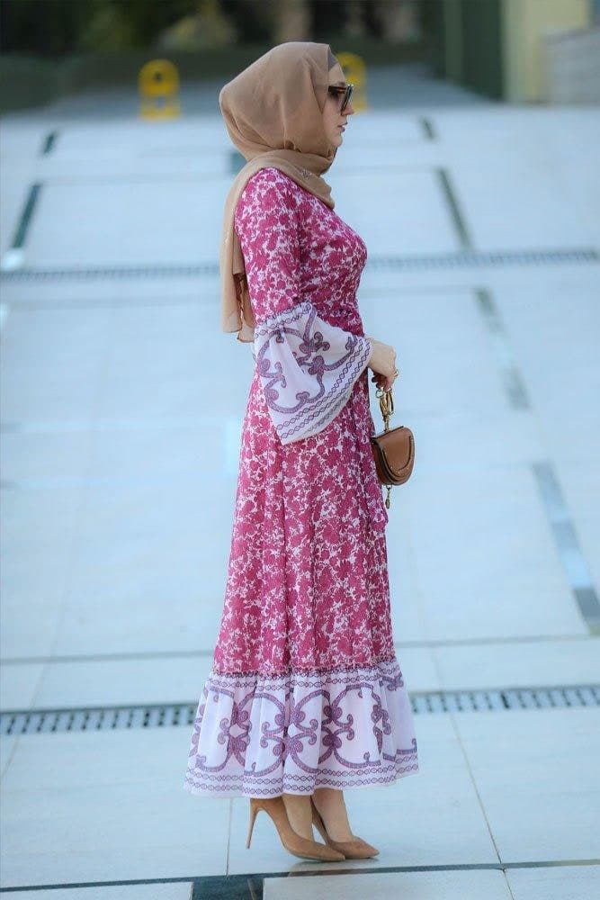 Noor Modest Dress in red, view 5