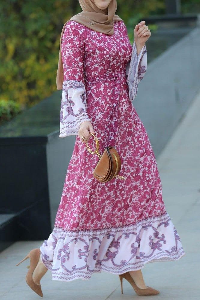Noor Modest Dress in red, view 6