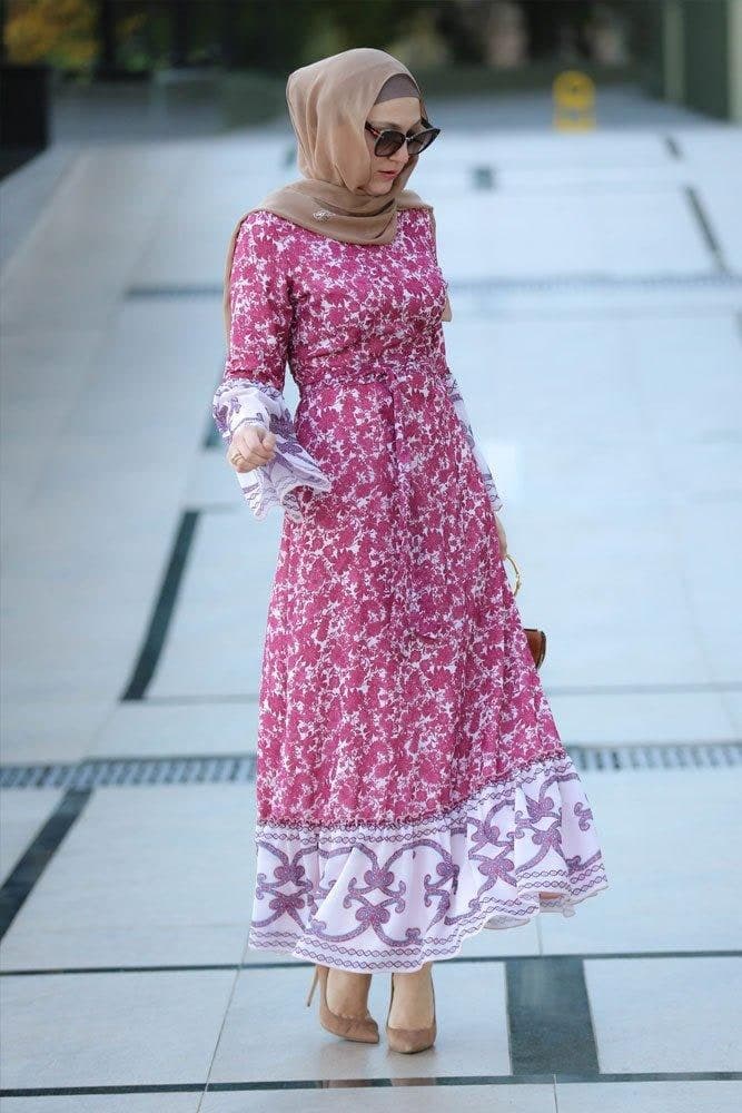 Noor Modest Dress in red, view 7