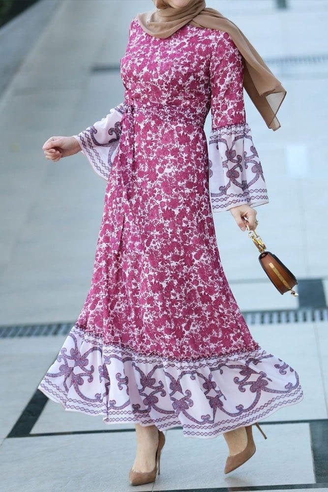 Noor Modest Dress in red, view 8