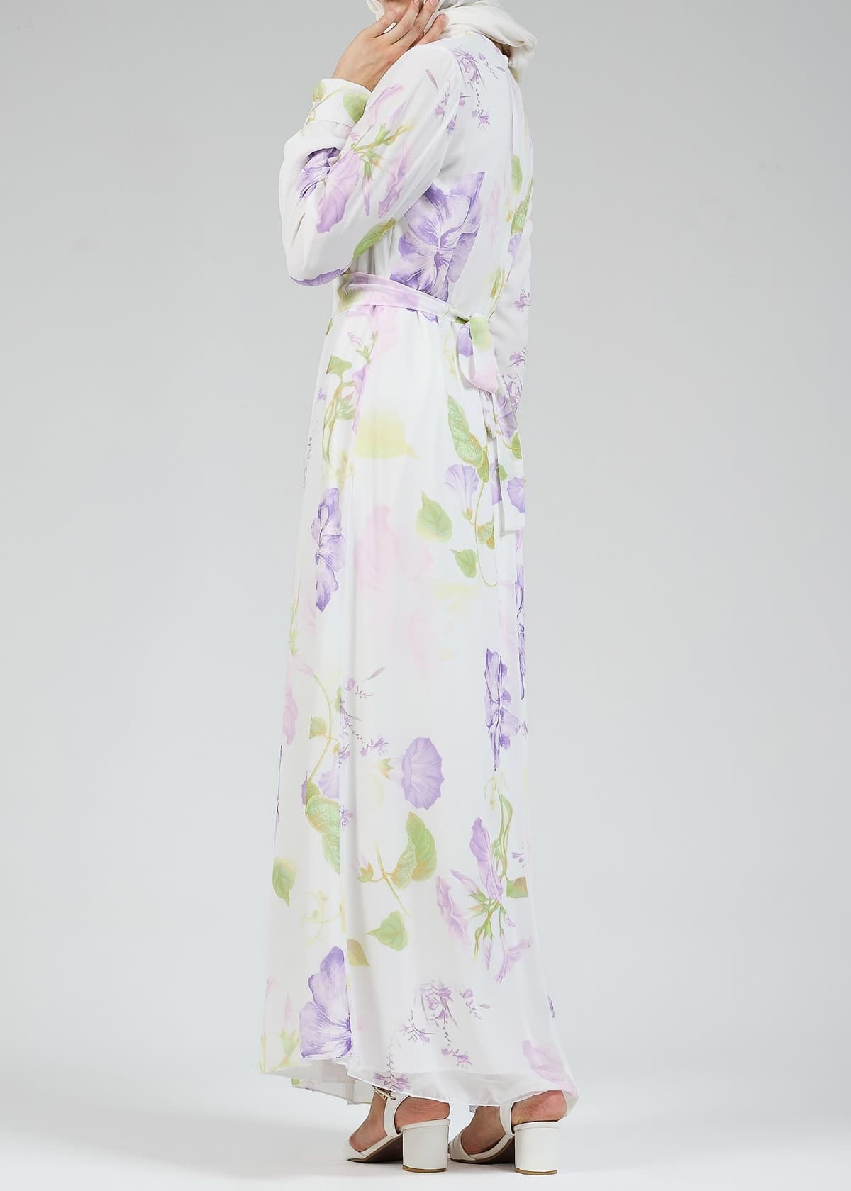Serena Floral Chiffon Maxi Dress - Back View
