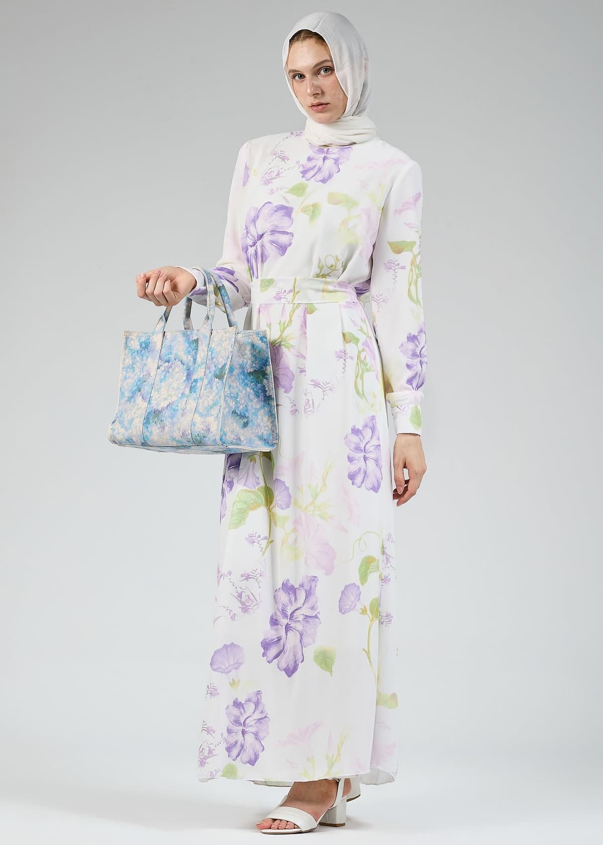 Serena Floral Maxi Dress Styled with Accessory