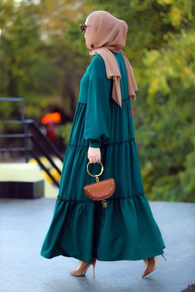 Comfort Modest Dress in green, view 5