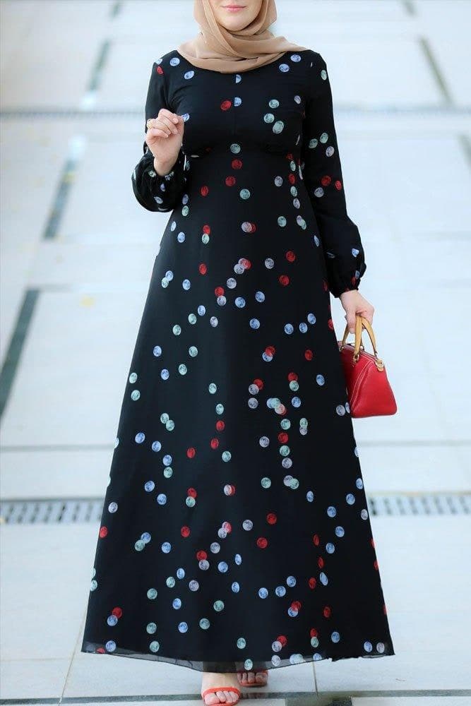 Moon Modest Dress in black, view 4