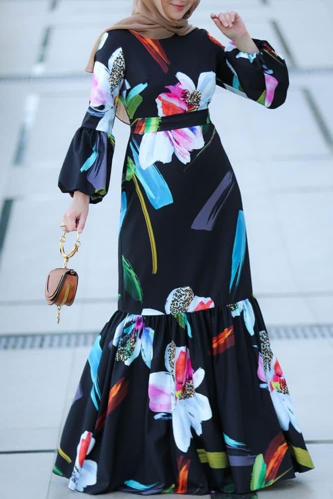 Celebration Modest Dress in black, view 6