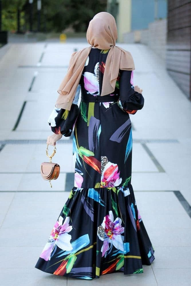 Celebration Modest Dress in black, view 3