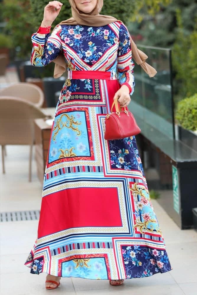 Gaun Muslim Etro warna biru, tampilan 5