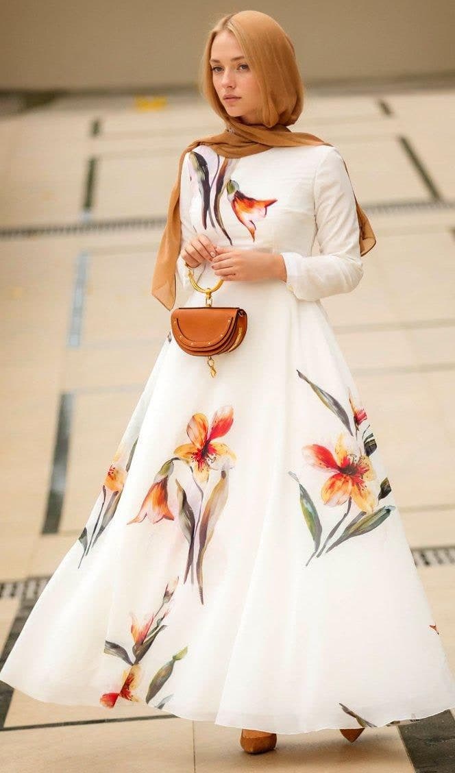 Bellflower Modest Dress in white, view 3