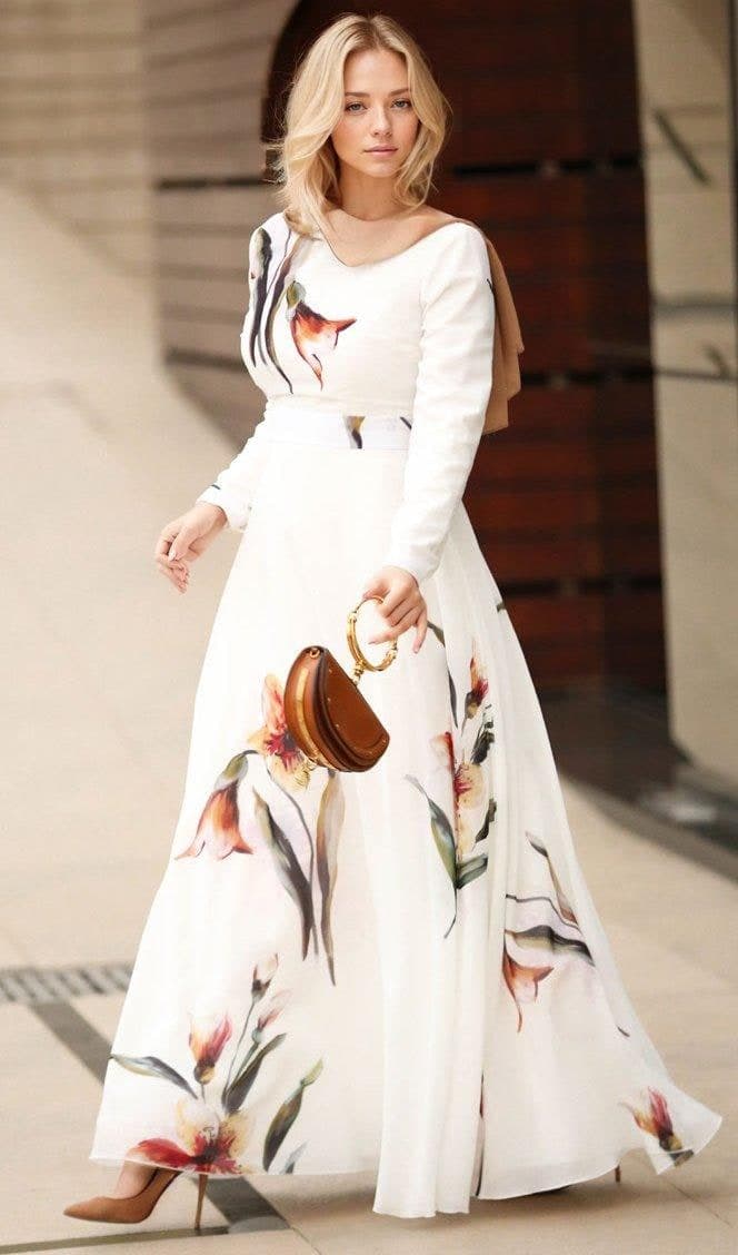 Bellflower Modest Dress in white, view 5