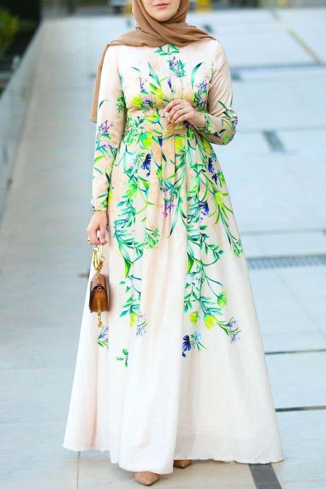 Neon Modest Dress in beige, view 4