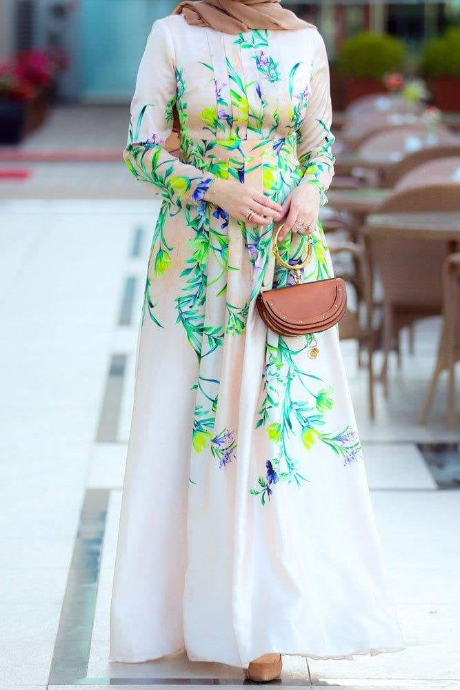 Neon Modest Dress in beige, view 7