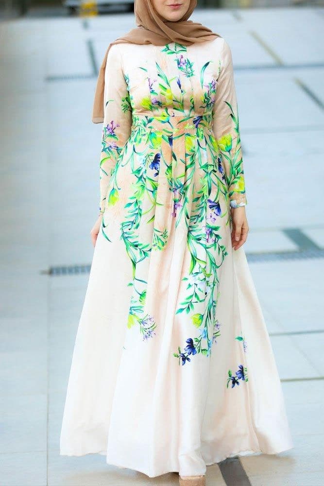 Neon Modest Dress in beige, view 5
