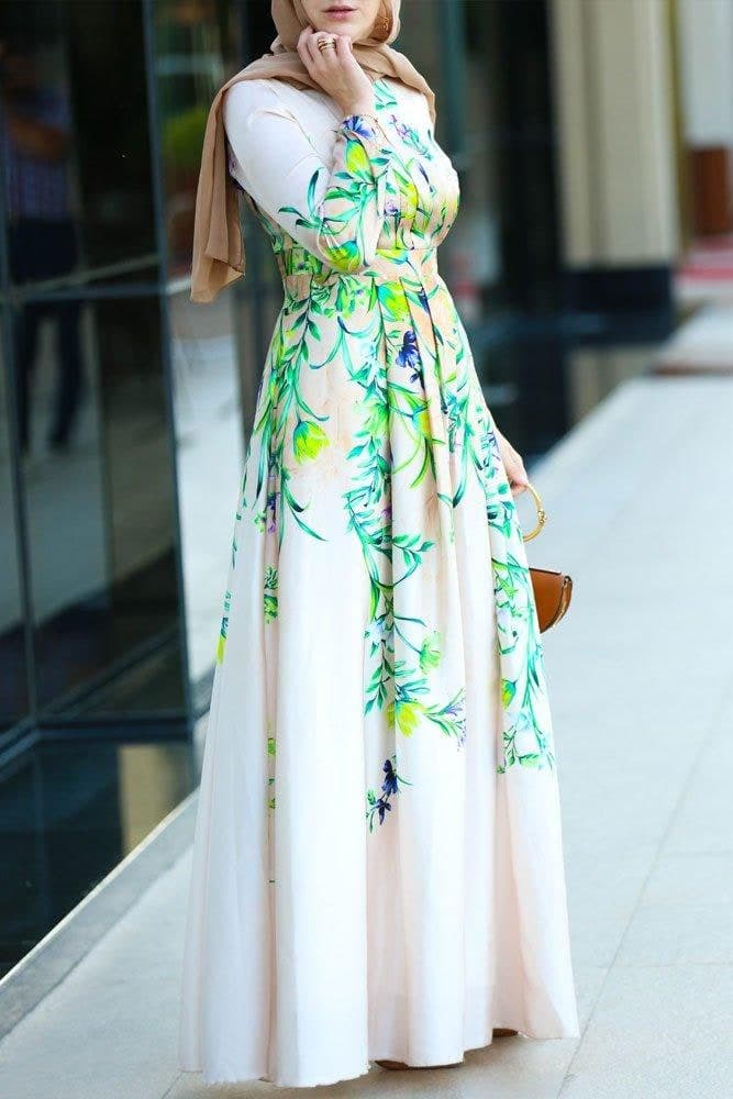 Neon Modest Dress in beige, view 8
