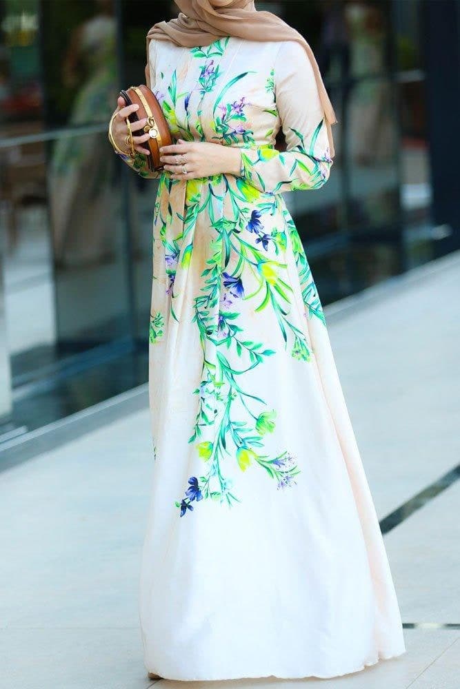 Neon Modest Dress in beige, view 6